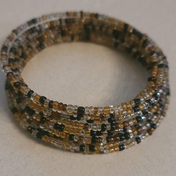 Brown Multicolored Beaded Coil Bracelet - Picture 3 of 8
